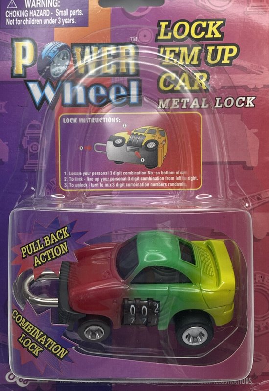 Lock ém up car Combination Lock - pull back action - 2001 zeldzaam VINTAGE van Mattel