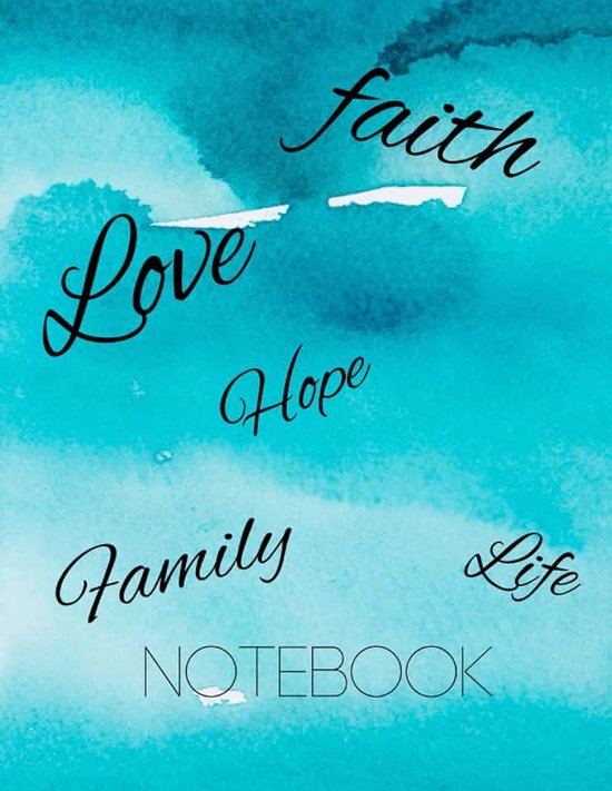Love, Hope, Family Blue Background Notebook