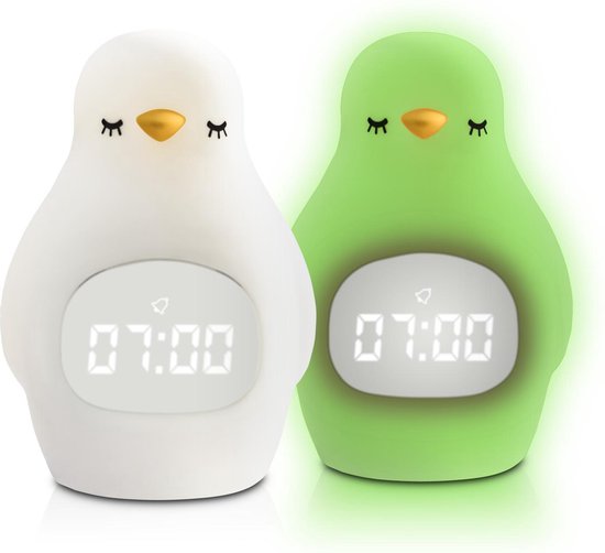 LUVION® Pinguïn Slaaptrainer - Kinderwekker - Slaapwekker - Met nachtlamp functie en wekker timer - Slaaphulp voor kinderen vanaf de peuter leeftijd - Ook leuk als nachtlampje voor baby's van LUVION