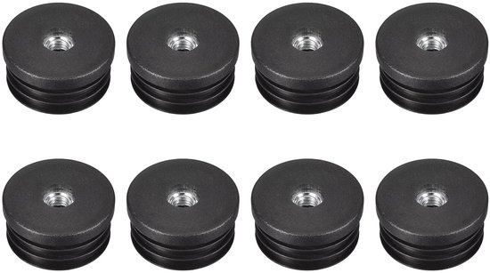 M8 Thread Round Pipe Inserts, 8 Pieces, Round Tube Caps with 38mm Outer Diameter, Black Plastic Stopper, Wheel Insert, Seat Cover, Furniture Stops van Merkloos
