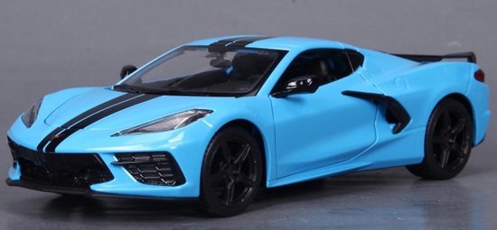 Maisto CHEVROLET CORVETTE C8 2020 licht blauw/zwart schaalmodel 1:24 van Maisto