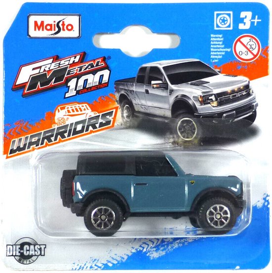 MAISTO FRESH METAL 2021 FORD BRONCO BLUE 1:64 van Maisto