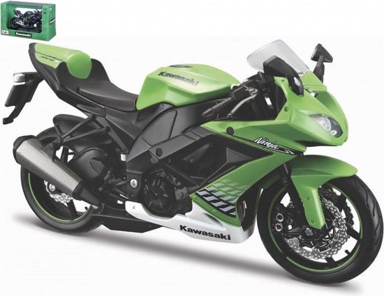 Maisto Kawasaki Ninja ZX-10R groen/wit/zwart modelauto schaalmodel 1:12 van Maisto
