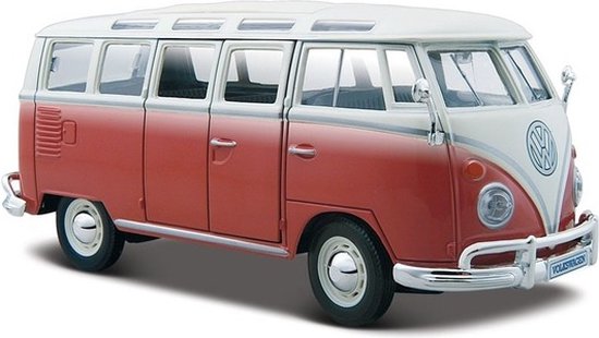 Maisto Maisto Modelauto/speelgoedauto Volkswagen T1 Samba - rood - schaal 1:24 van Merkloos