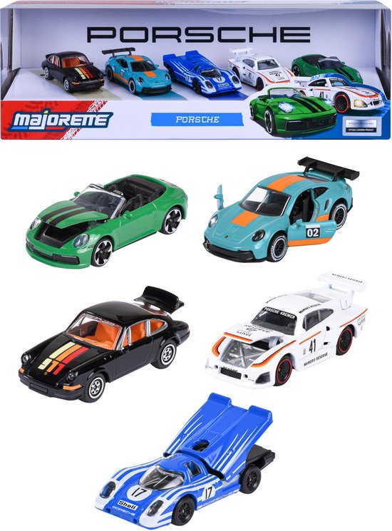 Majorette - Geschenkdoos Porsche modelauto's 5 stuks - die cast metaal schaal 1:64 - 8502105002 van Merkloos