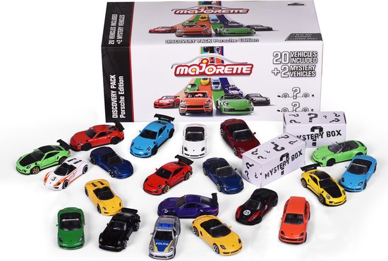 Majorette Porsche 20 + 2 Stuks Discovery Pack - Die-Cast - 7,5 cm - Vanaf 3 jaar - Speelgoedvoertuig van Majorette