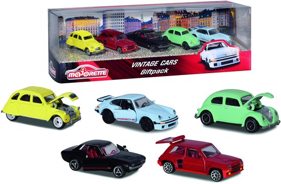 Majorette Vintage 5 stuks Giftpack - 7,5cm - Voertuigen - Die-Cast - Vanaf 3 jaar - Speelgoedvoertuig van Majorette