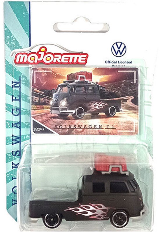 MAJORETTE VW T1 PICKUP FLAME BLACK VW ORGINALS PREMIUM 1:63 VINTAGE van Majorette