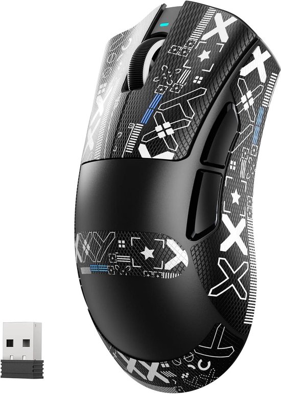 MAMBASNAKE X ATTACKSHARK V3 Wireless Gaming Mouse with Tape, 65g Lightweight Right Hand Split Design, 800-25000DPI Adjustable, 1000Hz, PAW3311 Sensor, BK52820 MCU, 2.4G/BT/Wired, 500mAh