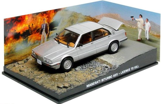 Maserati Biturbo 425 - James Bond Licence To Kill (Grijs) (10 cm) 1/43 Atlas - Modelauto - Schaalmodel - Model auto - Miniatuurauto - Miniatuur autos van Atlas