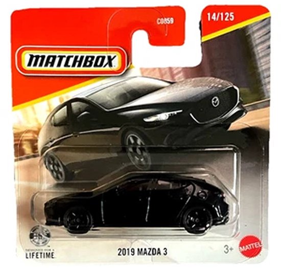 MATCHBOX 2019 MAZDA 3 BLACK 14 /125 METAL (1:64) SHORD CARD van Matchbox