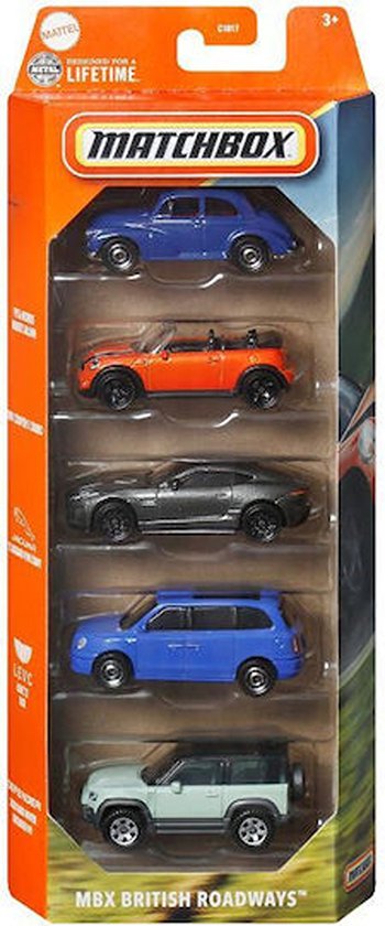 MATCHBOX 5 IN BOX MBX BRITISCH ROADWAY'S METAL (1:64) 5 PACK MINI CABRIO TAXI LAND ROVER JAGUAR van Matchbox