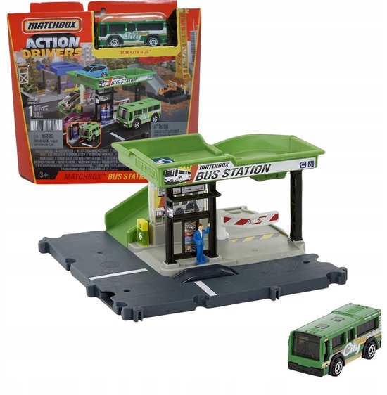 Matchbox Action Drivers Busstation Speelset met Autobus van Matchbox