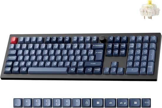 Mechanisch Toetsenbord 100% AZERTY, 2.4GHz/Bluetooth/Wired, Programmeerbaar, QMK, RGB, 4000mAh, Hot Swap, Gaming Toetsenbord voor Mac/Win/Linux met Gateron Jupiter Switches en Ergonomisch Ontwerp