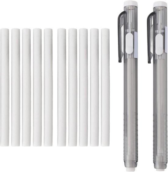 Mechanische gumpen en vullen set 2 intrekbare gumpennen met 10 gum navullingen voor schoolkantoor studenten leraren ingenieurs duurzaam plastic rubber 13,5 cm 5.3in