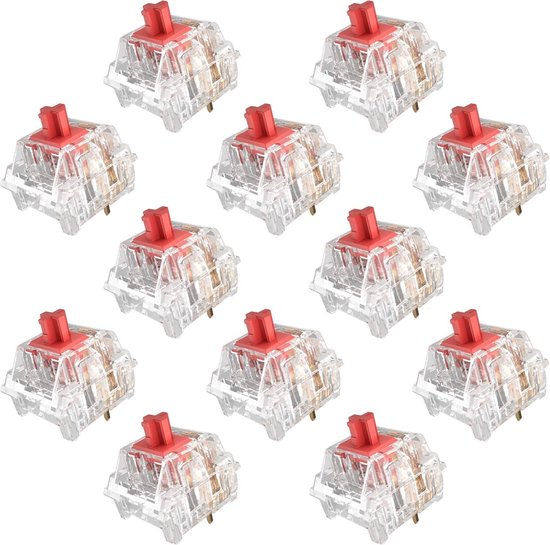 Mechanische Toetsenbord Schakelaars - Toetsenbord Vervanging - Typen en Gamen - Transparante Behuizing - 36 stuks - Kristal Rood