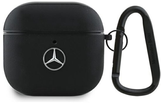 Mercedes Airpods 4 Hoesje Lederen Hoesje Met Metalen Logo Voor Bliksem van Mercedes