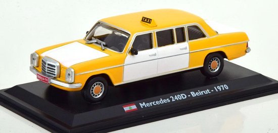 Mercedes-Benz 240D /8 Limousine 1973 "Taxi Beiroet" Geel / Wit 1-43 Altaya Taxi Collection van Mercedes