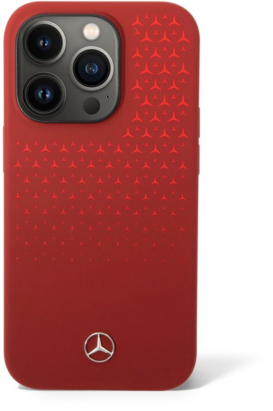 Mercedes-Benz Back cover - iPhone 14 Pro - Rood - Double Layer - Gradient Star Pattern Vertical van Merkloos