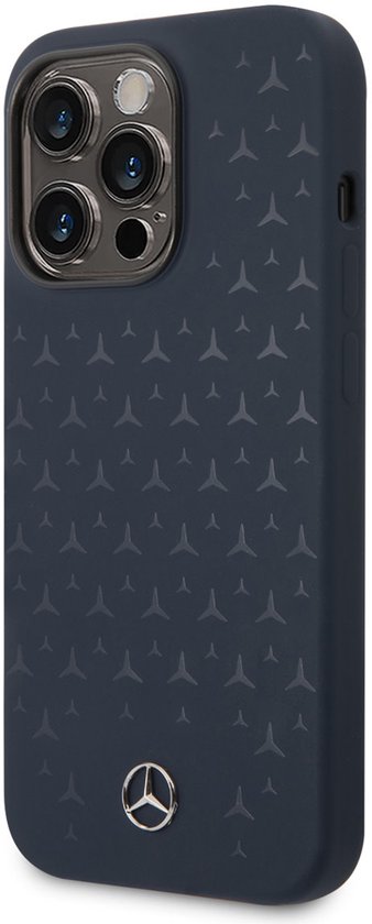 Mercedes-Benz Back cover - iPhone 15 Pro - Blue - Liquid Silicone - Schokabsorberend - Stars Pattern van Merkloos