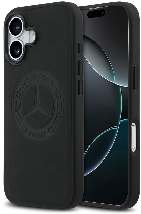 Mercedes-Benz Back Cover - iPhone 17 Hoesje - Zwart - Genuine Leather - MagSafe - Vintage Logo van Mercedes-Benz
