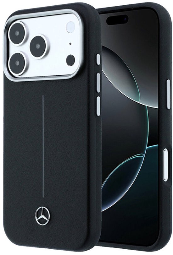 Mercedes-Benz Backcase hoesje geschikt voor Apple iPhone 18 Pro/17 Pro - Effen Zwart - Leer van Mercedes-Benz