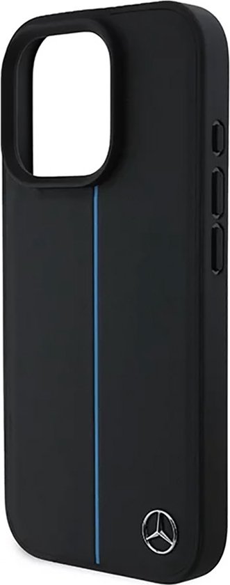 Mercedes-Benz Backcase hoesje geschikt voor iPhone 16 Pro - Effen Zwart - Kunstleer van Merkloos
