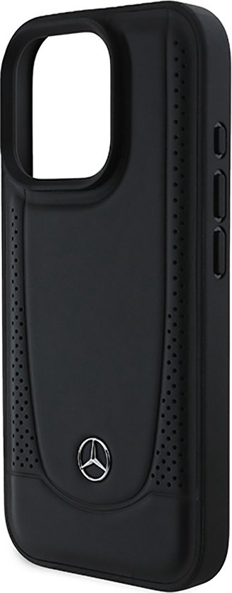 Mercedes-Benz Backcase hoesje geschikt voor iPhone 16 Pro - Effen Zwart - Leer van Mercedes-Benz