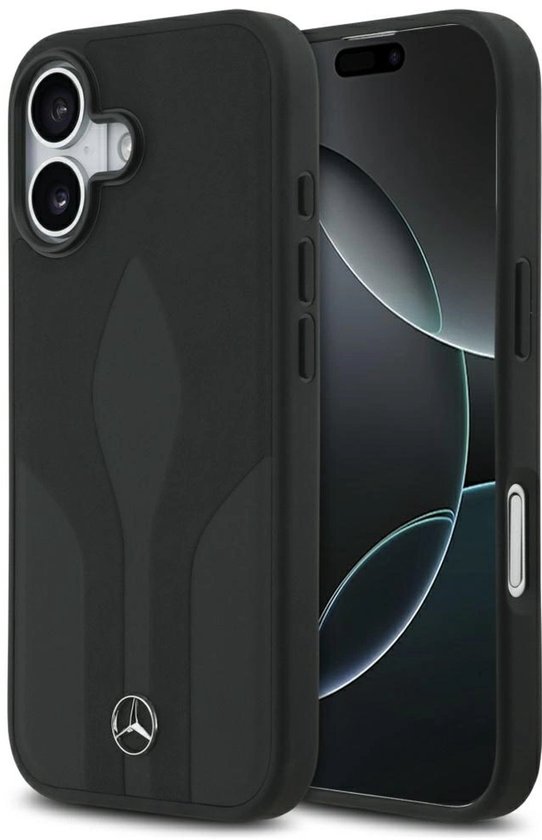 Mercedes-Benz Backcase hoesje geschikt voor iPhone 17 - Effen Zwart - Leer van Merkloos