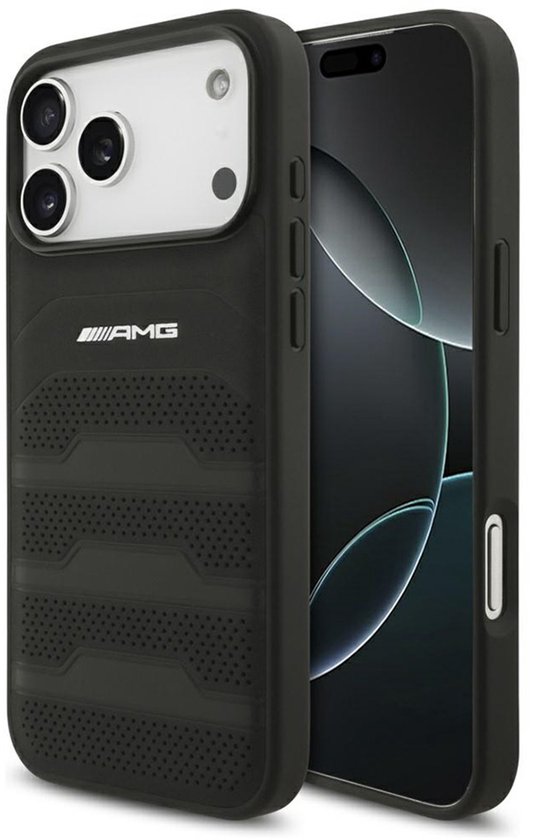 Mercedes-Benz Backcase hoesje geschikt voor iPhone 17 Pro Max - Effen Zwart - Leer van Mercedes-Benz