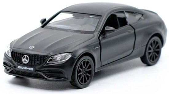 Mercedes-Benz C63 S AMG (Zwart) (14 cm) 1/36 - Speelgoedauto - Modelauto - Miniatuurauto - Schaalmodel - Model Auto Jongens - Speelgoed Auto van Merkloos