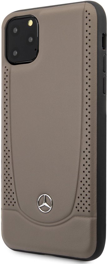 Mercedes-Benz iPhone 11 Pro Max Back cover case - Genuine Leather - Perforated Urban - Brown van Mercedes-Benz
