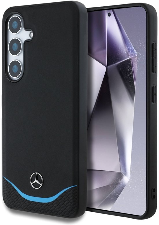 Mercedes Hoesje Leder Contrasterend Blauw Horizontale Curve Voor Samsung Galaxy van Merkloos