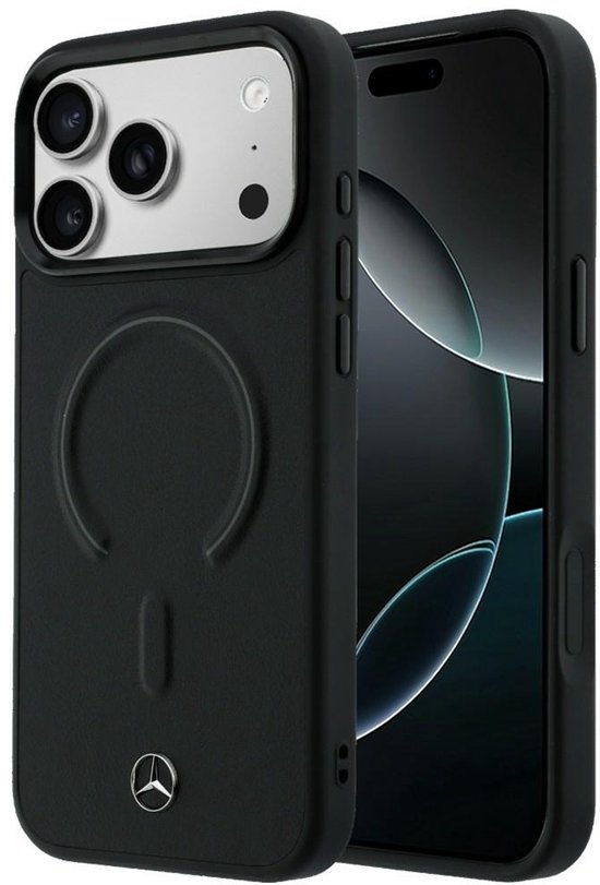 Mercedes Leather 3D MagSafe Hoesje voor iPhone 17 Pro Zwart van Mercedes