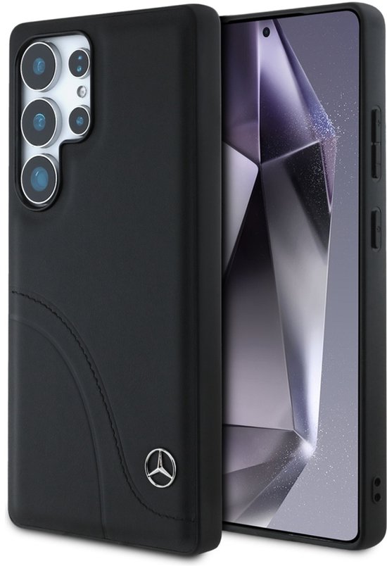 Mercedes Lederen Hoesje Met Gebogen Steken Voor Samsung Galaxy S25 Ultra Cover van Mercedes