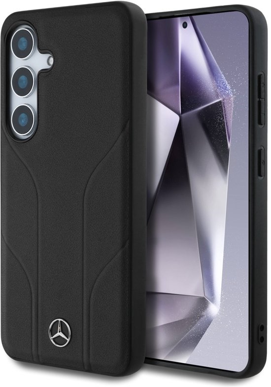 Mercedes Lederen Hoesje Met Reliëflijnen Voor Samsung Galaxy S25+ Bescherming van Mercedes