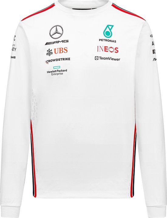Mercedes Longsleeve Teamline T-shirt wit 2023 - XL - Lewis Hamilton - George Russel - Formule 1 van Mercedes