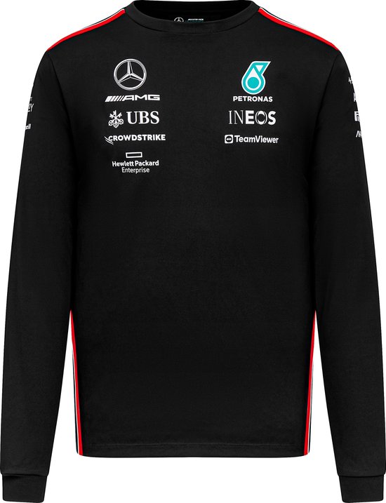 Mercedes Longsleeve Teamline T-shirt zwart 2023 - XXL - Lewis Hamilton - George Russel - Formule 1 van Mercedes