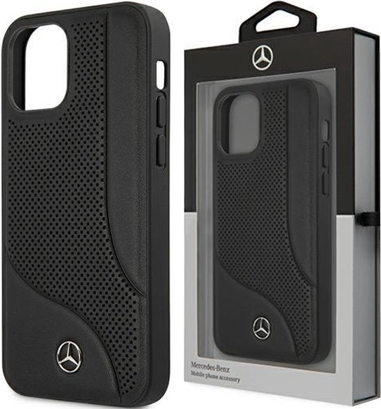 Mercedes - MEHCP12SCDOBK - iPhone - 12 - mini - 5.4 - zwart/zwart - hardcase - Leer - geperforeerd - gebied van Merkloos