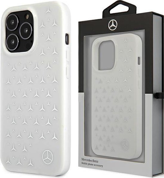 Mercedes - MEHCP13XESPWH - iPhone - 13 - Pro - Max - 6.7 - wit/wit - hardcase - Zilver - Sterrenpatroon van Merkloos