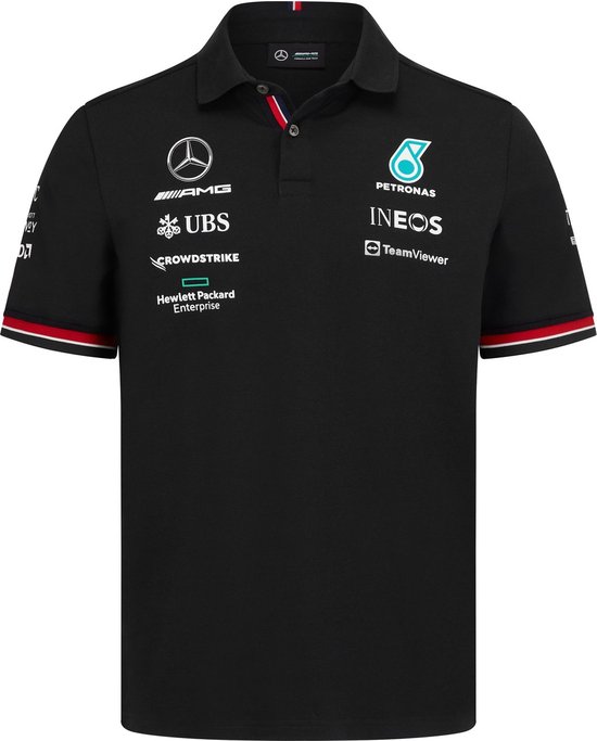 Mercedes Polo Zwart Maat M 2022 - Formule 1 - Lewis Hamilton - van Mercedes