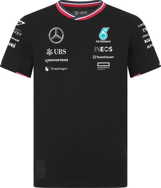 Mercedes Teamline Kids Shirt Zwart 2024 128 - AMG - Lewis Hamilton - George Russel - Formule 1 van Merkloos