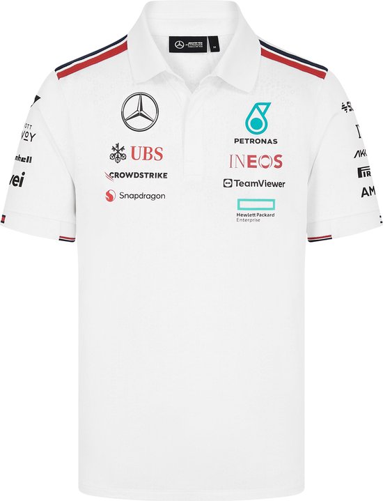 Mercedes Teamline Polo Wit 2024 XL - Lewis Hamilton - George Russel - Formule 1 van Mercedes