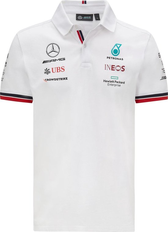 Mercedes Teamline polo wit XS - 2021 Formule 1 van Mercedes