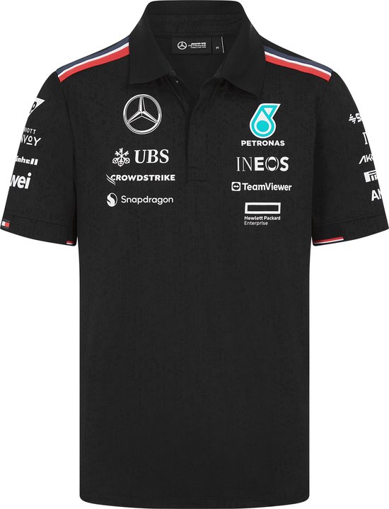 Mercedes Teamline Polo Zwart 2024 L - Lewis Hamilton - George Russel - Formule 1