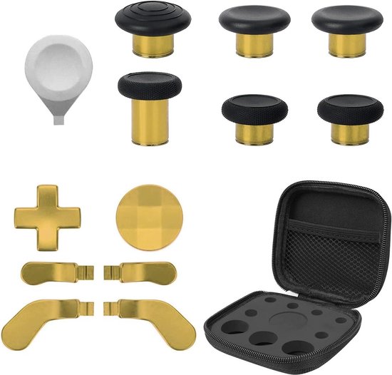 Metal Thumbsticks Set - Controller Knoppen Kit - Controller Upgraden - Magnetische Bevestiging - 13 Delig - Chroom Goud