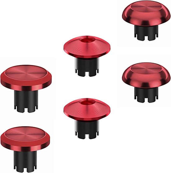 Metalen Duimsticks - Analoge Joysticks - Controller Verbeteren - 6 Wisselbare Hoogtes - 6 stuks - Rood van Merkloos