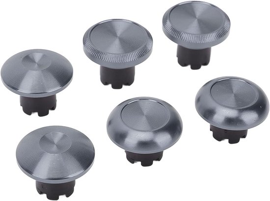 Metalen Duimsticks - Thumbsticks Joysticks - Gamecontroller Verbeteren - Getextureerd Ontwerp - 6 stuks - Zilver zwart