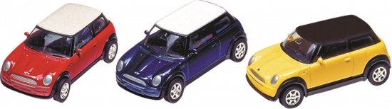 Mini Cooper modelauto - 7 cm - schaal 1:60 - metaal - speelgoedwagen Geel van Bburago