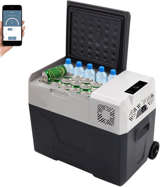 Mini koelkast - Auto Koelkast - Mini Fridge - Frigo - Draagbare Compressor Koelbox - Elektrische Vriesbox - 12/24V DC - 220V AC - 45W - 30L - 63.1 x 37.8 x 37.5 cm - Donkergrijs van Mobicool